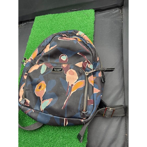 Kate Spade New York Black Paper Rose Dawn Nylon Backpack Medium - Picture 2 of 7